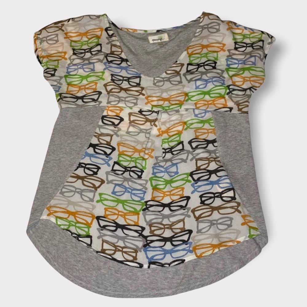 Anthropologie Porridge (S) swing shirt w/glasses GUC